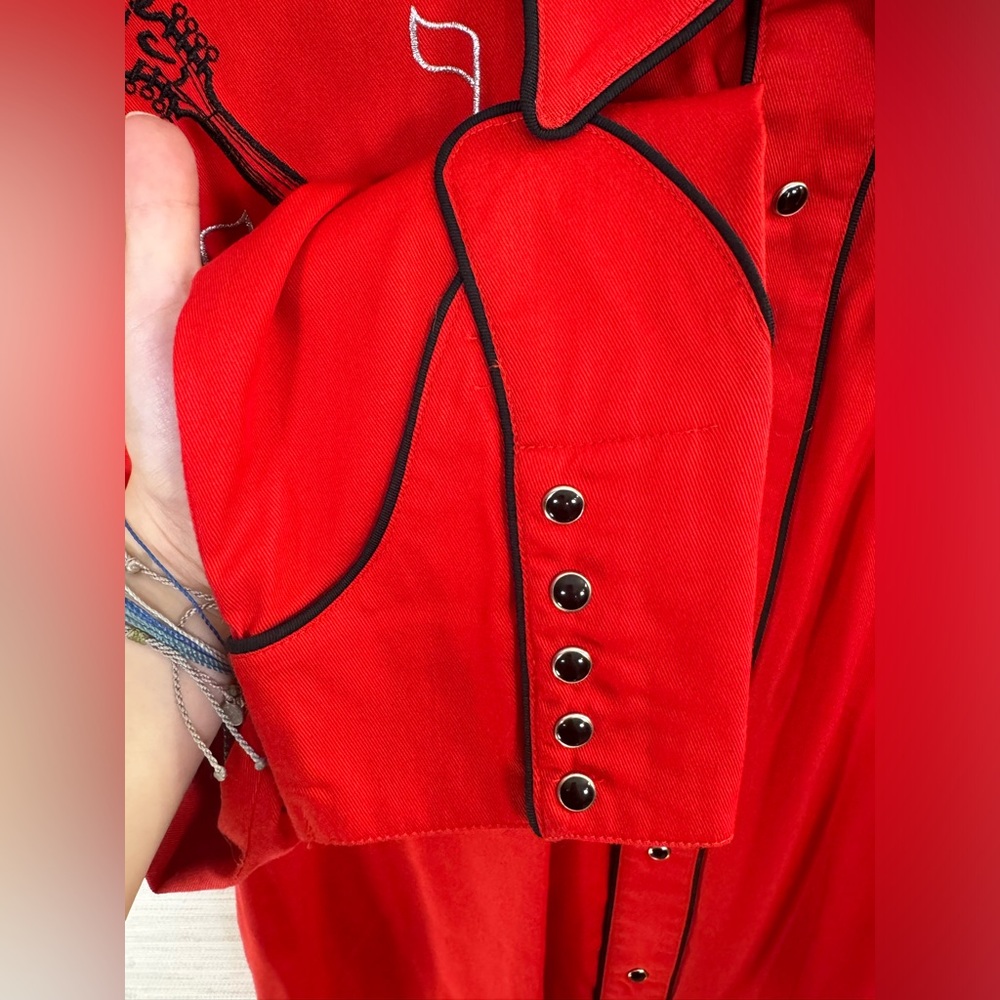 Men’s Vintage Roper Red Pearl Snap Mandolin Embroidered Button Down 2XL - Picture 8 of 13